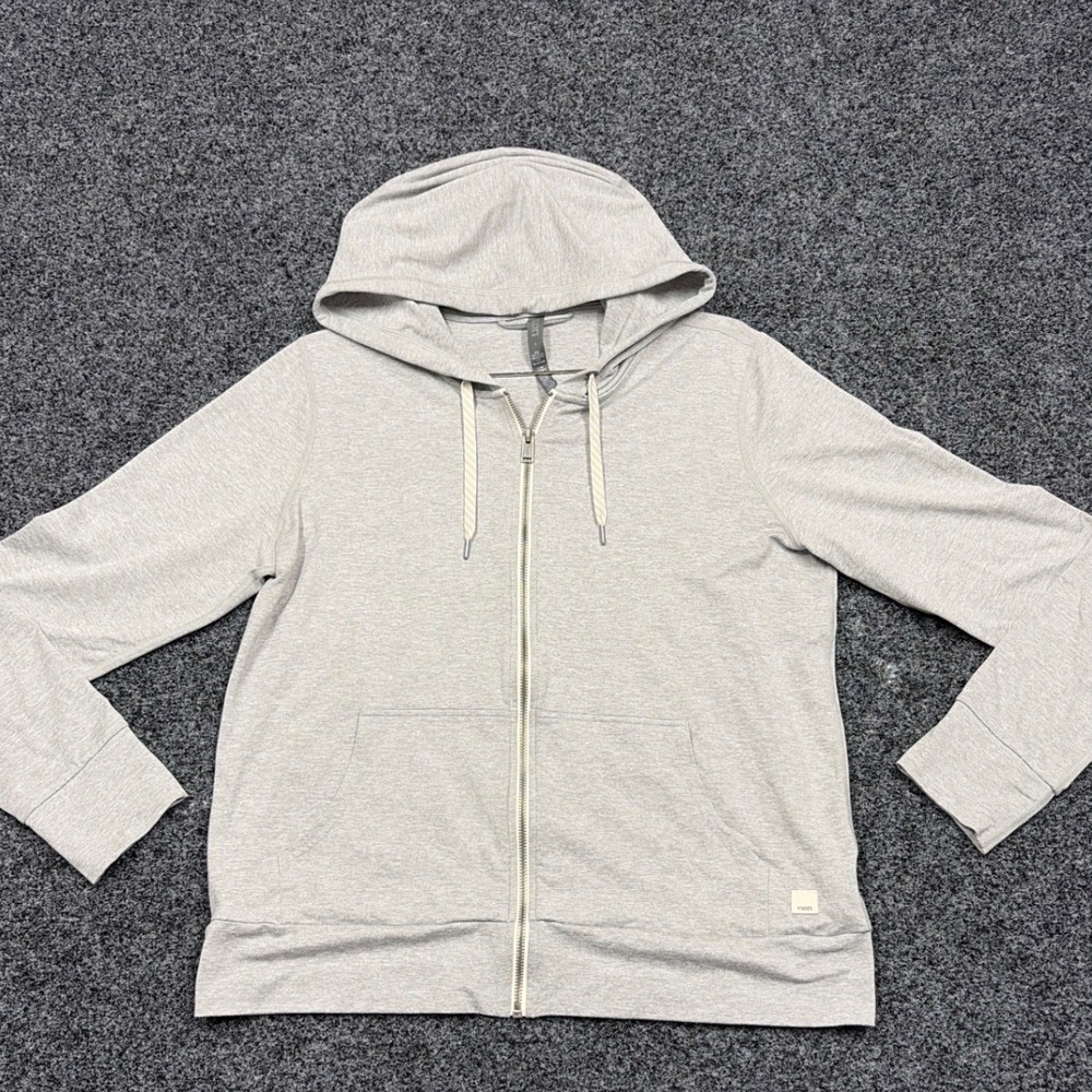 Vuori Hoodie Womens L Light Grey Halo Essential Full Zip DreamKnit VW268 Active